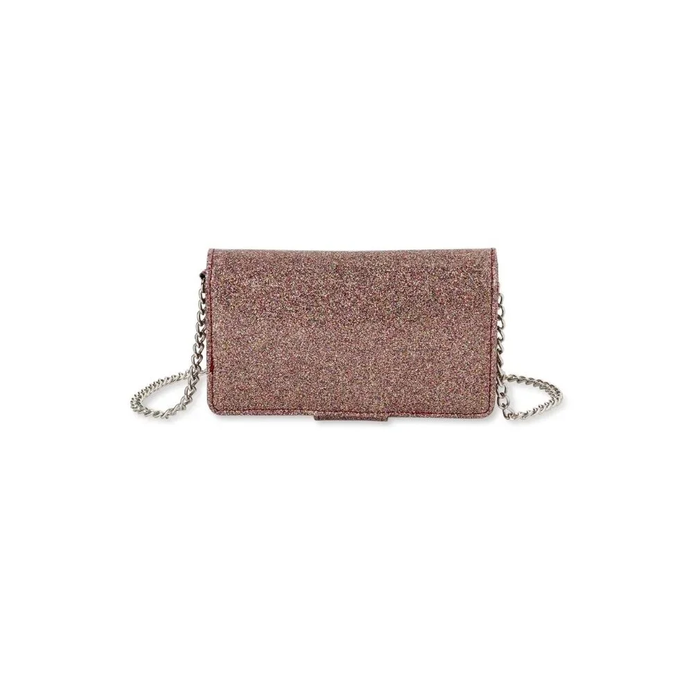 NWT No Boundaries Womens Multi Glitter Chain Crossbody Purse Wallet Shiny Trendy